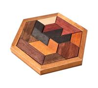 Puzzle d'hexagone en Bois, Jeu de Blocs de tangrams en Bois, Portable Montessory Toys pour enfats Adultes