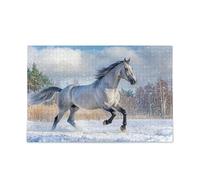 Puzzle d'hiver cheval gris pour adulte 500 pièces