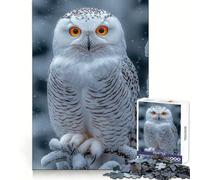 Puzzle d'hiver Portrait de Chouette Harfang 1000 pièces pour Adolescents, Jeu de réflexion Relaxant, découpe soignée, Cadeau raffiné (38x26cm)