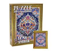 Puzzle Diamant 300 Pièces - Diamond Painting & Puzzle 2 en 1, Création Orientale avec Cadre et Autocollants Gemmes, Kit Artistique DIY pour Adultes, Décoration Maison (Luna Amber)