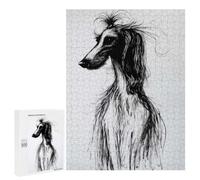 Puzzle Difficile Afghan Hound Ink Drawing pour Adultes, 500 PCS, comme Loisir Apaisant pour Les Passionnés, pour Partager Un Jeu