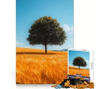 Puzzle Difficile Arbre dans Un Champ de blé doré pour Adultes, 1000 pièces, développement cérébral, détente et Plaisir, Assemblage Facile, (50x75cm)