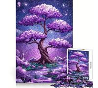 Puzzle Difficile Arbre Violet et Ciel Nocturne pour Adultes, 1000 pièces, Puzzle de mémoire Facile à Assembler, Cadeau Artistique (38x26cm)