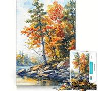 Puzzle Difficile Arbres d'automne au Bord de la rivière pour Adultes, 1000 pièces, Jouet de logique Pure, activité la Maison, découpe Nette, Joli Cadeau (50x75cm)