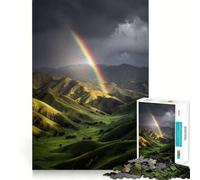 Puzzle Difficile Arc-en-Ciel sur collines verdoyantes pour Adultes, 1000 pièces, améliore la mémoire, détend l'esprit, Bords Nets, Cadeau élégant (50x75cm)