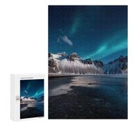 Puzzle Difficile Aurora Borealis Over Snowy Mountainscape pour Adultes, 300 PCS, comme Pause Créative pour Les Amateurs Patients, pour Jouer Ensemble