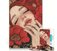 Puzzle Difficile Beauté Florale Rouge pour Adultes, 1000 pièces, améliore la mémoire, détend l'esprit, Bords Nets, Cadeau élégant (38x26cm)