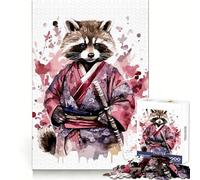 Puzzle Difficile Bébé Raton Laveur samouraï pour Adultes, 1000 pièces, défi Intelligent, Loisirs, évasion, Cadenas Fin, Cadeau attentionné (50x75cm)