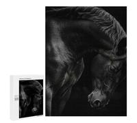 Puzzle Difficile Black Horse Portrait on Dark Background pour Adultes, 500 PCS, comme Pause Créative pour Les Amateurs Patients, pour Les Soirées Jeux