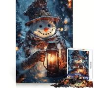 Puzzle Difficile Bonhomme de Neige avec Lanterne pour Adultes, 1000 pièces, Jouet de logique Pure, activité la Maison, découpe Nette, Joli Cadeau (50x75cm)