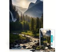 Puzzle Difficile Cascade de midi dans la forêt pour Adultes, 1000 pièces, stimule la mémoire, Jeu apaisant, découpe de qualité supérieure, (38x52cm)