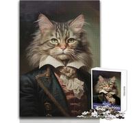 Puzzle Difficile Chat Aristocrate pour Adultes, 1000 pièces, Jeu éducatif Stimulant l'esprit, Cadeau Unique à Forte Valeur sentimentale, Dimensions:38x52cm