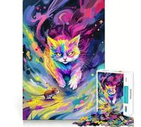 Puzzle Difficile Chat et Souris Arc-en-Ciel pour Adultes, 1000 pièces, Casse-tête Mental, détente et Art Assembler, Cadeau spécial (38x52cm)