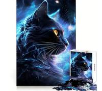 Puzzle Difficile Chat Mystique de l'espace pour Adultes, 1000 pièces, Puzzle cérébral apaisant et Relaxant, Cadeau spécial (50x75cm)
