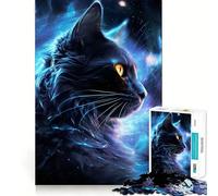 Puzzle Difficile Chat Mystique de l'espace pour Adultes, 1000 pièces, Puzzle cérébral apaisant et Relaxant, Cadeau spécial (50x75cm)
