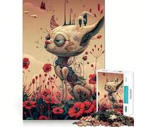 Puzzle Difficile Chat Robot dans Les Fleurs pour Adultes, 1000 pièces, Jeu de logique et d'adresse, à Partager en Famille, pièce de Collection (50x75cm)