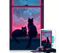 Puzzle Difficile Chats Les Jours de Pluie pour Adultes, 1000 pièces, Puzzle cérébral, détente et Art Assembler, Cadeau spécial (38x26cm)