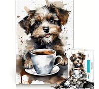 Puzzle Difficile Chiots à l’Heure du thé pour Adultes, 1000 pièces, stimule la mémoire, Jeu apaisant, découpe de qualité supérieure, (50x75cm)