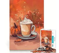 Puzzle Difficile Citrouille, Café, Amour d'automne pour Adultes, 1000 pièces, Puzzle Stimulant la mémoire, Facile à Assembler, Cadeau Artistique (38x26cm)