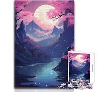 Puzzle Difficile Clair de Lune et Fleurs de Cerisier pour Adultes, 1000 pièces, Jeu éducatif Stimulant l'esprit, Cadeau Unique à Forte Valeur sentimentale, Dimensions:38x26cm