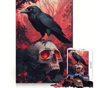 Puzzle Difficile Corbeau sur crâne pour Adultes, 1000 pièces, améliore la mémoire, détend l'esprit, Bords Nets, Cadeau élégant (38x26cm)