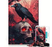 Puzzle Difficile Corbeau sur crâne pour Adultes, 1000 pièces, améliore la mémoire, détend l'esprit, Bords Nets, Cadeau élégant (38x26cm)