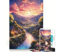 Puzzle Difficile Coucher de Soleil dans Les Montagnes pour Adultes, 1000 pièces, Jeu de logique, Lien Familial, découpe de précision, Surprise chaleureuse 38x52cm