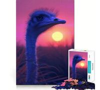 Puzzle Difficile Coucher de Soleil esthétique avec Autruche pour Adultes, 1000 pièces, Jeu de logique Solide, Amusant et Simple, découpe de précision, Cadeau de Noël (50x75cm)