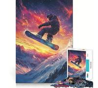 Puzzle Difficile Coucher de Soleil sur Snowboard pour Adultes, 1000 pièces, améliore la mémoire, détend l'esprit, Bords Nets, Cadeau élégant (38x26cm)