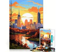 Puzzle Difficile Coucher de Soleil sur Une Ville pour Adultes, 1000 pièces, renforce la mémoire, soulage Le Stress, Bords de qualité supérieure, pièce d'art 38x26cm