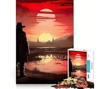Puzzle Difficile Cowboy Rouge dans Le désert pour Adultes, 1000 pièces, défi Mental, Jeu de réflexion, détente, découpe précise, Cadeau mémorable (38x26cm)