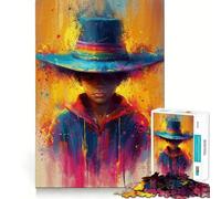 Puzzle Difficile Cowboy Sombre pour Adultes, 1000 pièces, Jeu de logique Pure, activité la Maison, découpe Nette, Joli Cadeau (38x26cm)