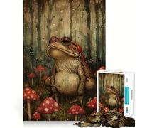 Puzzle Difficile Crapaud dans Les Champignons pour Adultes, 1000 pièces, Version améliorée, Doux et Relaxant, découpe Nette, Cadeau Unique 50x75cm