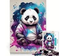 Puzzle Difficile de 1000 pièces avec Fond coloré de Panda pour Adultes, Jeu Intelligent, à Assembler à la Maison, Cadeau Festif (50x75cm)