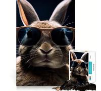 Puzzle Difficile de 1000 pièces avec Lunettes de Soleil Lapin pour Adultes, défi Mental, Jeu de réflexion, détente, découpe précise, Cadeau mémorable (38x52cm)