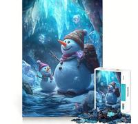 Puzzle Difficile de 1000 pièces Bonhommes de Neige dans Une Grotte de Glace pour Adultes améliore la mémoire, détend l’Esprit, Bords Nets, Cadeau élégant (38x26cm)