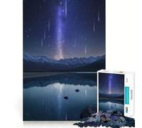 Puzzle Difficile de 1000 pièces Ciel Nocturne au-Dessus d'un lac de Montagne pour Adultes Stimule la mémoire Jeu apaisant Découpe de qualité supérieure (38x52cm)