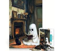 Puzzle Difficile de 1000 pièces Fantôme lisant près de la cheminée pour Adultes 38x52cm Stimule la mémoire, apaise et Permet de s'évader Cadeau spécial