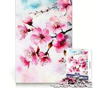 Puzzle Difficile de 1000 pièces l'aquarelle, Motif Fleurs de Cerisier, pour Adultes Un Jeu Stimulant pour l'esprit, Un Moment de détente et de précision Un Cadeau mémorable (38x26cm)