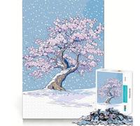 Puzzle Difficile de 1000 pièces Neige sur Cerisier en Fleurs pour Adultes 50x75cm Un Puzzle Relaxant et apaisant