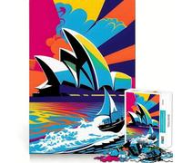 Puzzle Difficile de 1000 pièces Opéra de Sydney Couleurs Popart pour Adultes, 38x26cm, idéal pour se détendre et créer Une Image captivante Cadeau Artistique
