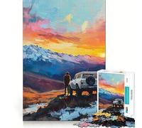 Puzzle Difficile de 1000 pièces pour Adultes : Aventure au Coucher du Soleil en Montagne avec SUV Jeu de logique Robuste, idéal pour Partager Un Moment Convivial Bords Nets Cadeau Parfait (38x52cm)