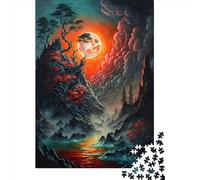 Puzzle difficile de 1000 pièces pour adultes, éclipse lunaire brumeuse, puzzle adulte, plaisir en famille, 1000 pièces (38 x 26 cm)