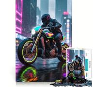Puzzle Difficile de 1000 pièces pour Adultes Moto néon sous la Pluie en Ville Jeu de logique et de Train Découpe Lisse Cadeau de qualité supérieure (50x75cm)