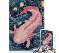 Puzzle Difficile de 1000 pièces pour Adultes, représentant Un Axolotl dans Un décor étoilé Idée Cadeau ou Jouet éducatif Chaque pièce est Unique Dimensions 38x52cm