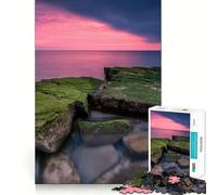 Puzzle difficile de 1000 pièces pour adultes représentant un coucher de soleil sur un lac et un bateau en mer Renforce la mémoire soulage le stress et offre des bords de qualité supérieure Pièce d'art