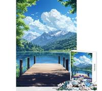 Puzzle Difficile de 1000 pièces pour Adultes représentant Un Quai en Bois sur Un lac Jeu éducatif pour Les Amateurs de Jeux et d'œuvres d'art Dimensions 38x26cm