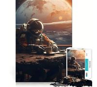 Puzzle Difficile de 1000 pièces pour Adultes, sur Le thème de l'astronaute et du café, avec des Bords serrés Idéal pour stimuler la mémoire, apaiser et s'évader Cadeau spécial 38x52cm