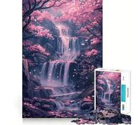 Puzzle Difficile de 1000 pièces représentant des cerisiers en Fleurs et Une Cascade, idéal pour Adultes Découpe Lisse et apaisante Cadeau Classique (50x75cm)