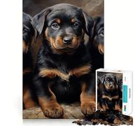 Puzzle Difficile de 1000 pièces représentant des Chiots Rottweilers, idéal pour Adultes Jeu de logique et d'adresse, à Partager en Famille Pièce de Collection aux découpes précises (38x26cm)